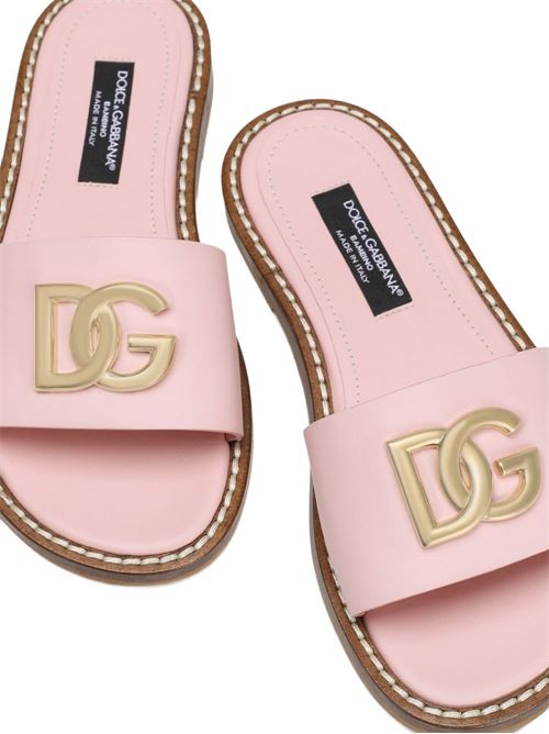 Ciabatte bambina Dolce e Gabbana rosa in pelle di vitello Dolce & Gabbana Kids | D11340A122380400